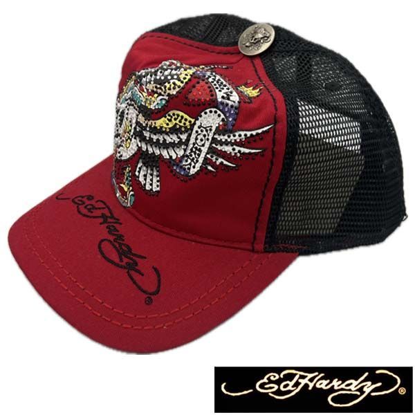 エドハーディー キャップ ED Hardy CAP プラチナム New York City レッド メンズ レディース エド・ハーディー 正規品 LAセレブ 着用 雑誌 掲載 ブランド クリスチャン オードジェー ストリート ロック サーフ スタイル セール