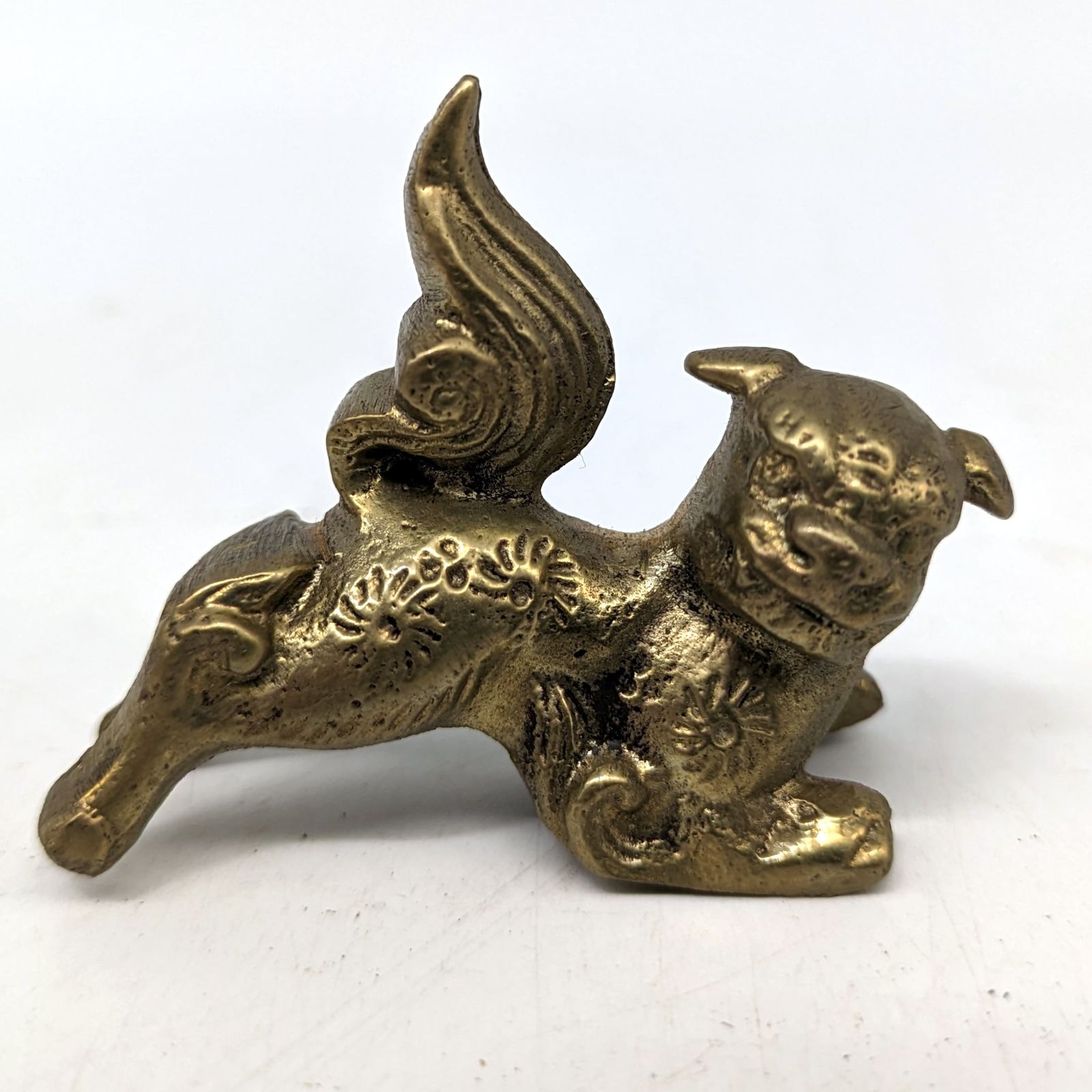 旧家蔵出し・燭台・ろうそく立て・獅子耳・狛犬・2本セット・仏具・No 
