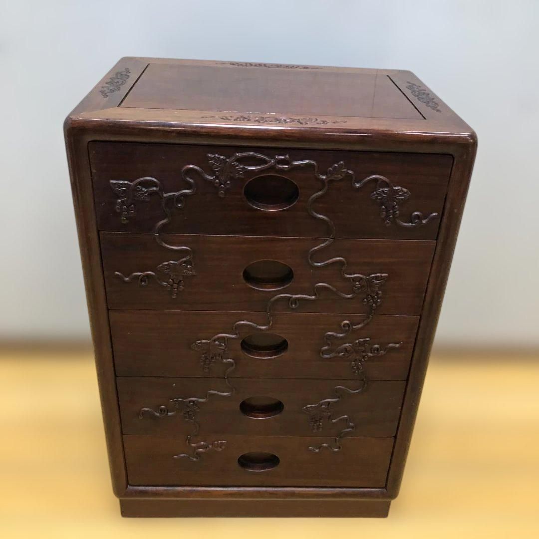 ぶどう木製五段チェスト 小引き出し