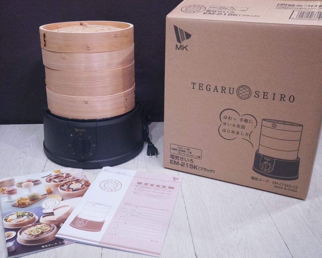 MK EM-215K 蒸し器 (黒) MK EM-215K 蒸し器 (黒) 電気せいろ 蒸し器