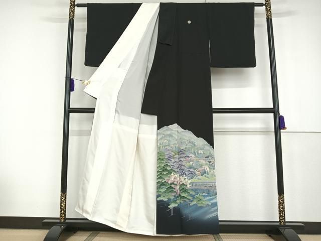 平和屋着物○十日町友禅作家 阿部佳雪 色留袖 風景草花文 正絹