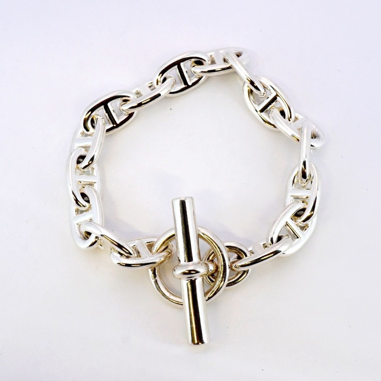 大人気HERMESシェーヌダンクルMM16コマブレスレットエルメスシルバー