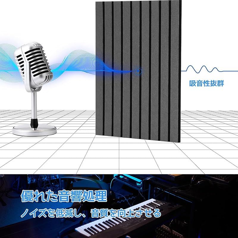 Raisme 吸音パネル 6枚セット 毛 製 防音対策 DIY簡単 壁紙タイル風 賃貸OK おしゃれ遮音ボード リビング ホームオフィス用 ウォールパネル 80×30cm 木目調インテリア グレー 1 NEXPOTALLINN_EU