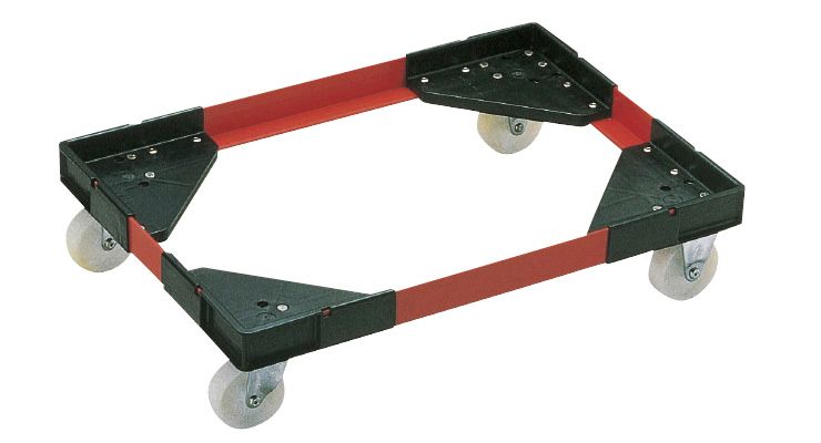 アングルキャリーL パンコンテナー用 特大型用 レッド 3インチナイロン4輪自在車