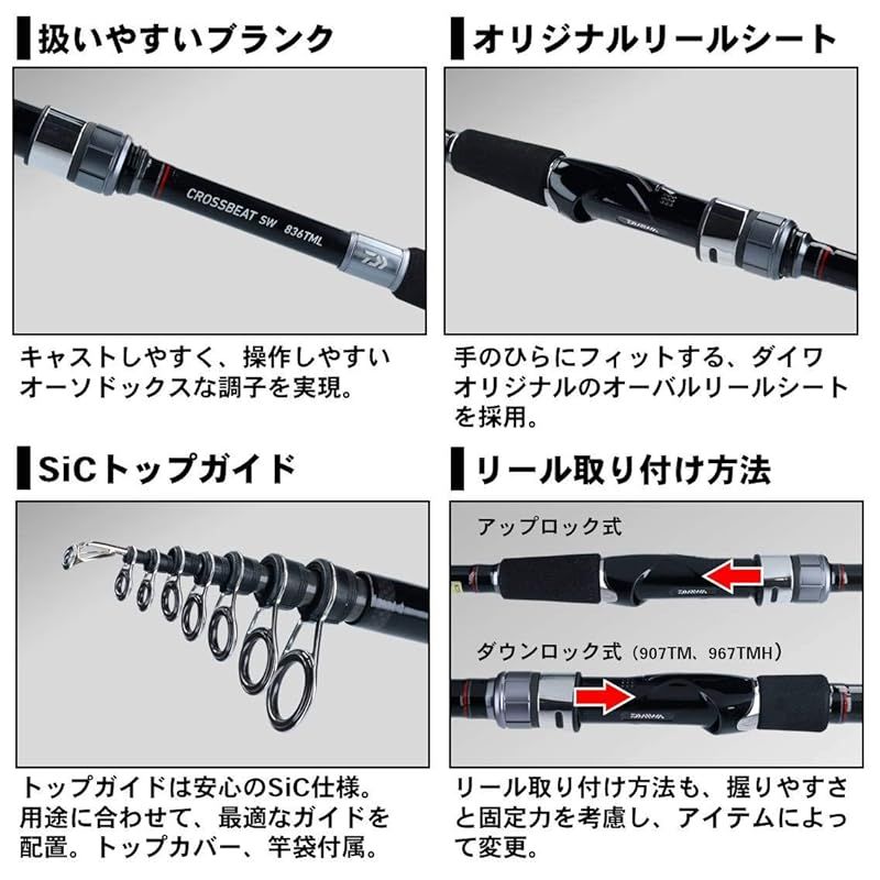 ダイワ(DAIWA) 振り出しルアーロッド CROSSBEAT SW 967TMH 釣り竿 0