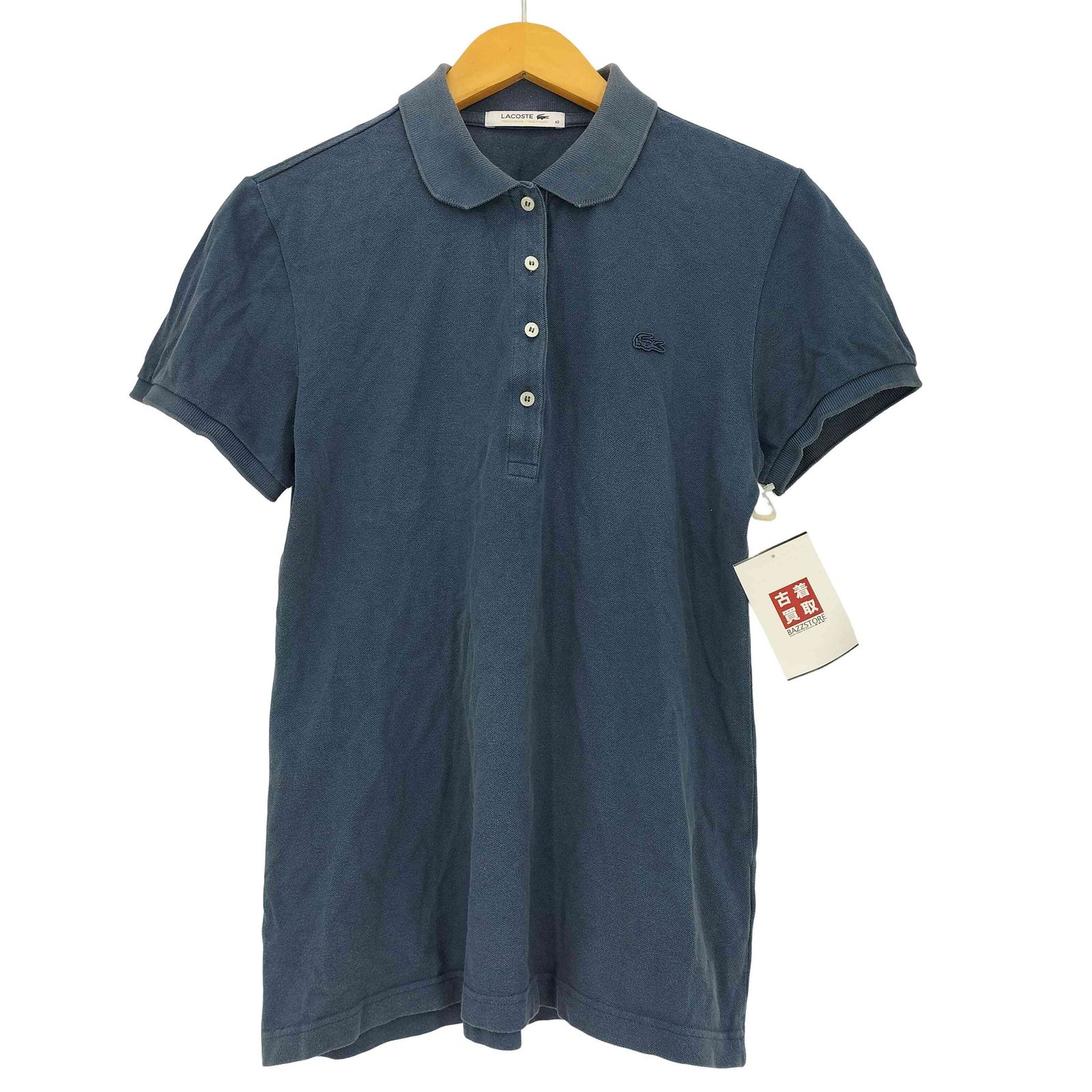 日本製 ラコステ LACOSTE 鹿の子 半袖 ポロシャツ 40 ブラック ♪ ラコステ LACOSTE 鹿の子 半袖ポロシャツ レディース JPN：40