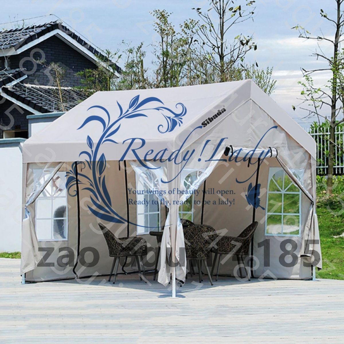 車庫テント ガレージテント カーポート 3×6m 大型 パイプ車庫 UV ドア付き 軽