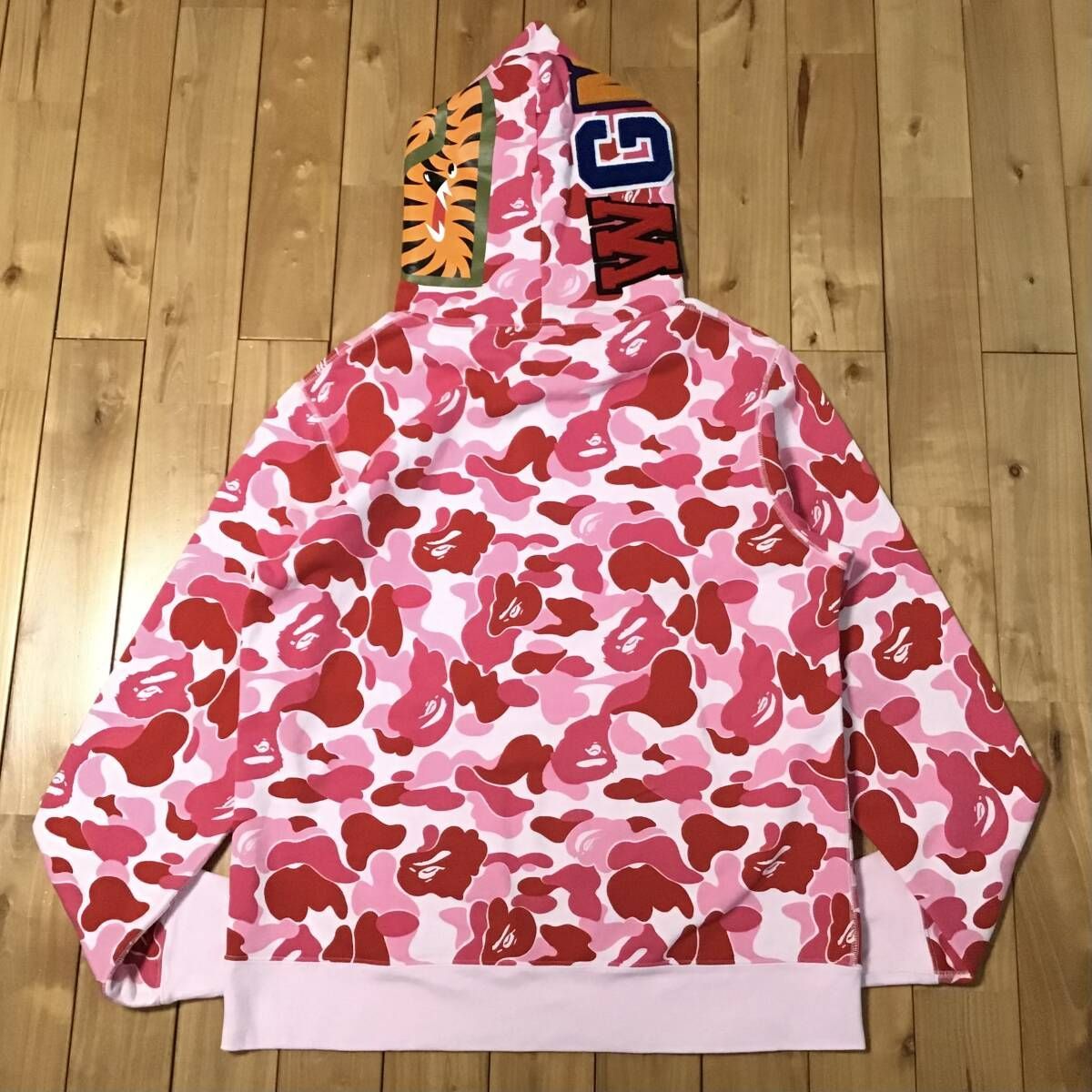 A・BATHING APE エイプ シャークパーカー ピンク ハーフジップ L