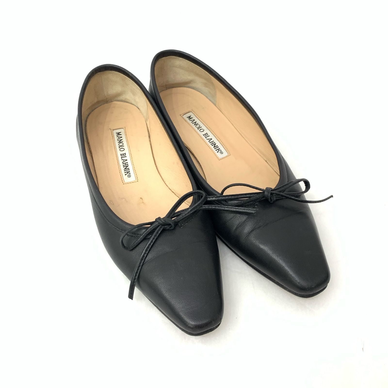 MANOLO BLAHNIK マノロブラニク フラット バレエシューズ パンプス ブラック 35.5 ◆