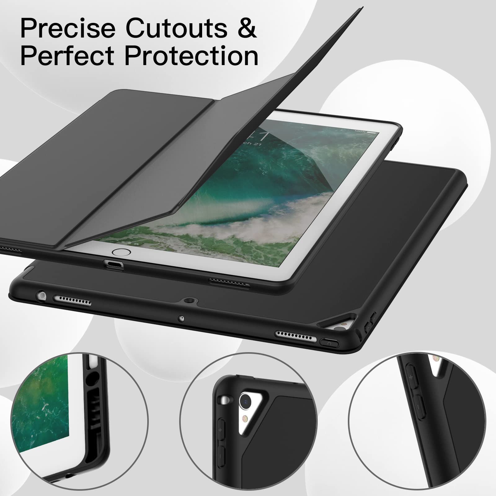 特価セール】(ブラック) オートウェイクアップ/スリープ機能付き スリム保護カバー ソフトTPUバック ペンシル 第1/2世代用Pencilホルダー付き  2015/2017 ケース 12.9 Pro iPad JEDirect メルカリShops