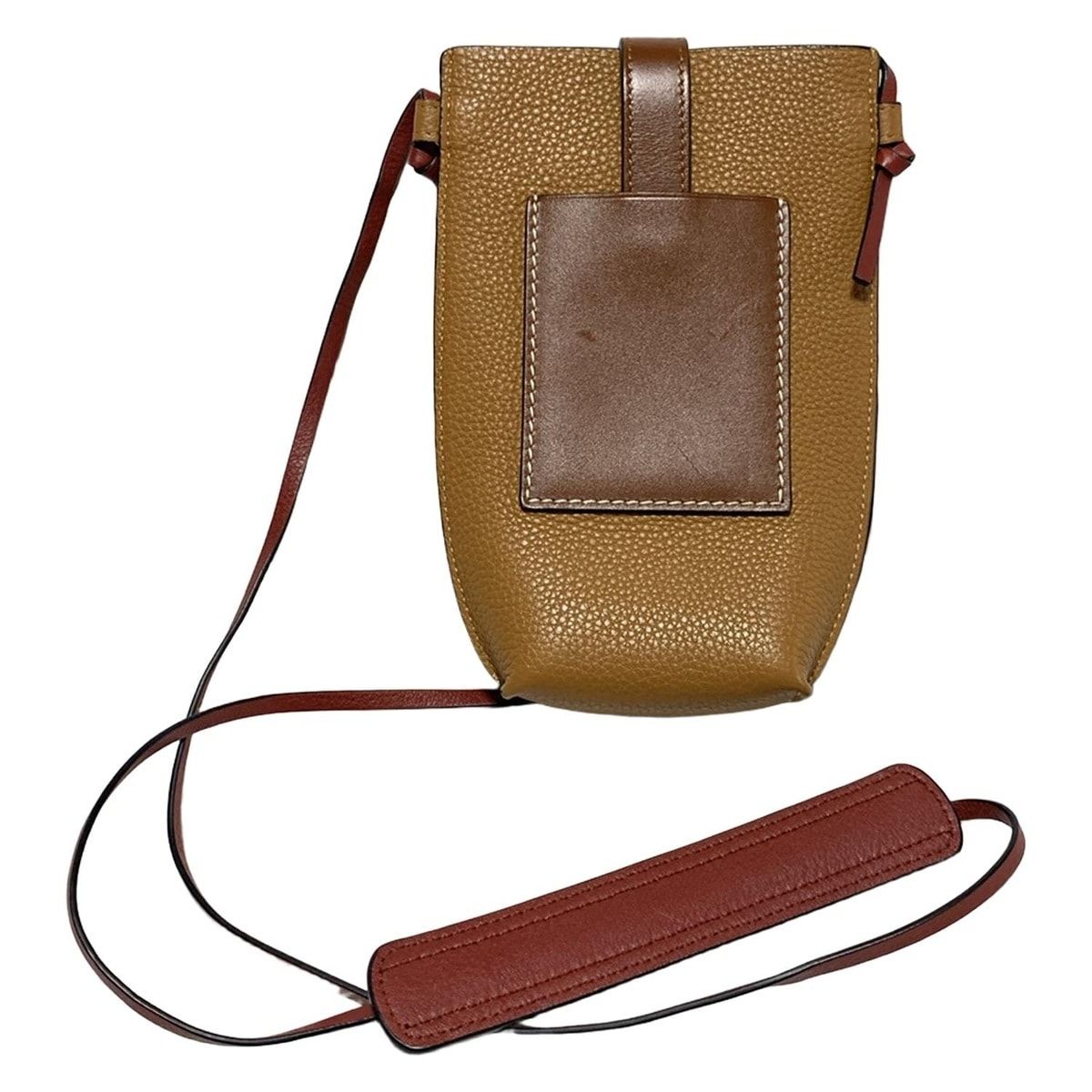LOEWE ロエベ 携帯電話ケース ポケット ショルダーバッグ ブラウン×レッド スマートフォンケース