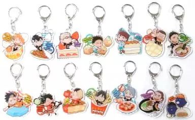 [Used] Key holder mascot (character) set of all 14 types “Haikyu!! Acrylic Food Keychain”