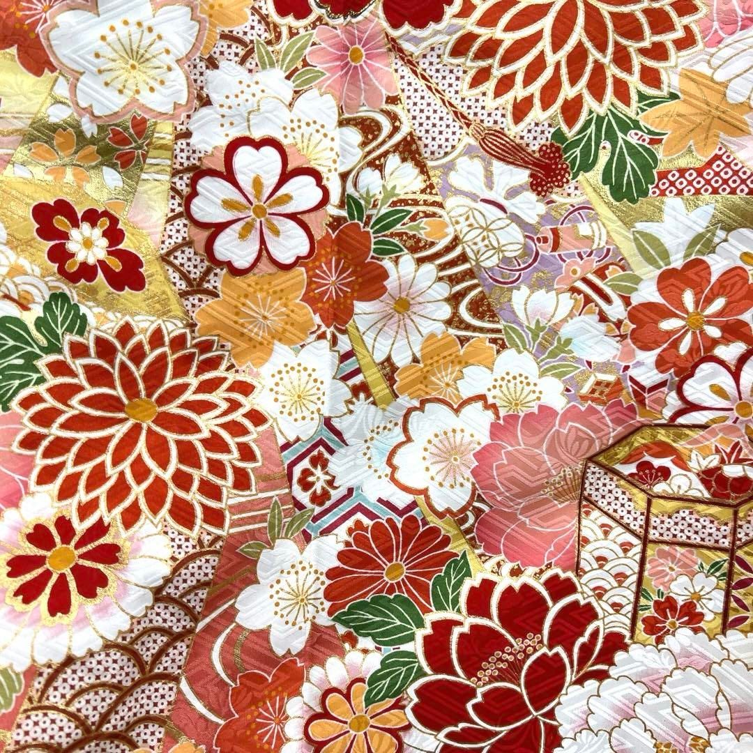 振袖　刺繍　金彩　貝桶　牡丹　熨斗　菊　牡丹　流水　成人式　着物　101b d 振袖 刺繍 金彩 貝桶 牡丹 熨斗 菊 牡丹 流水 成人式 着物 101b