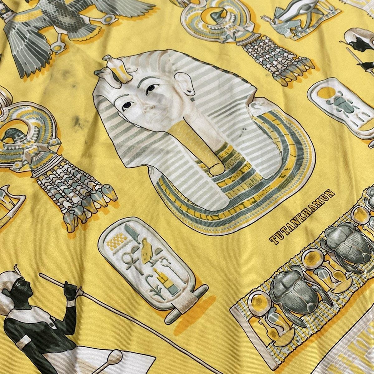 HERMES(エルメス) スカーフ プチカレ イエロー×ライトグリーン