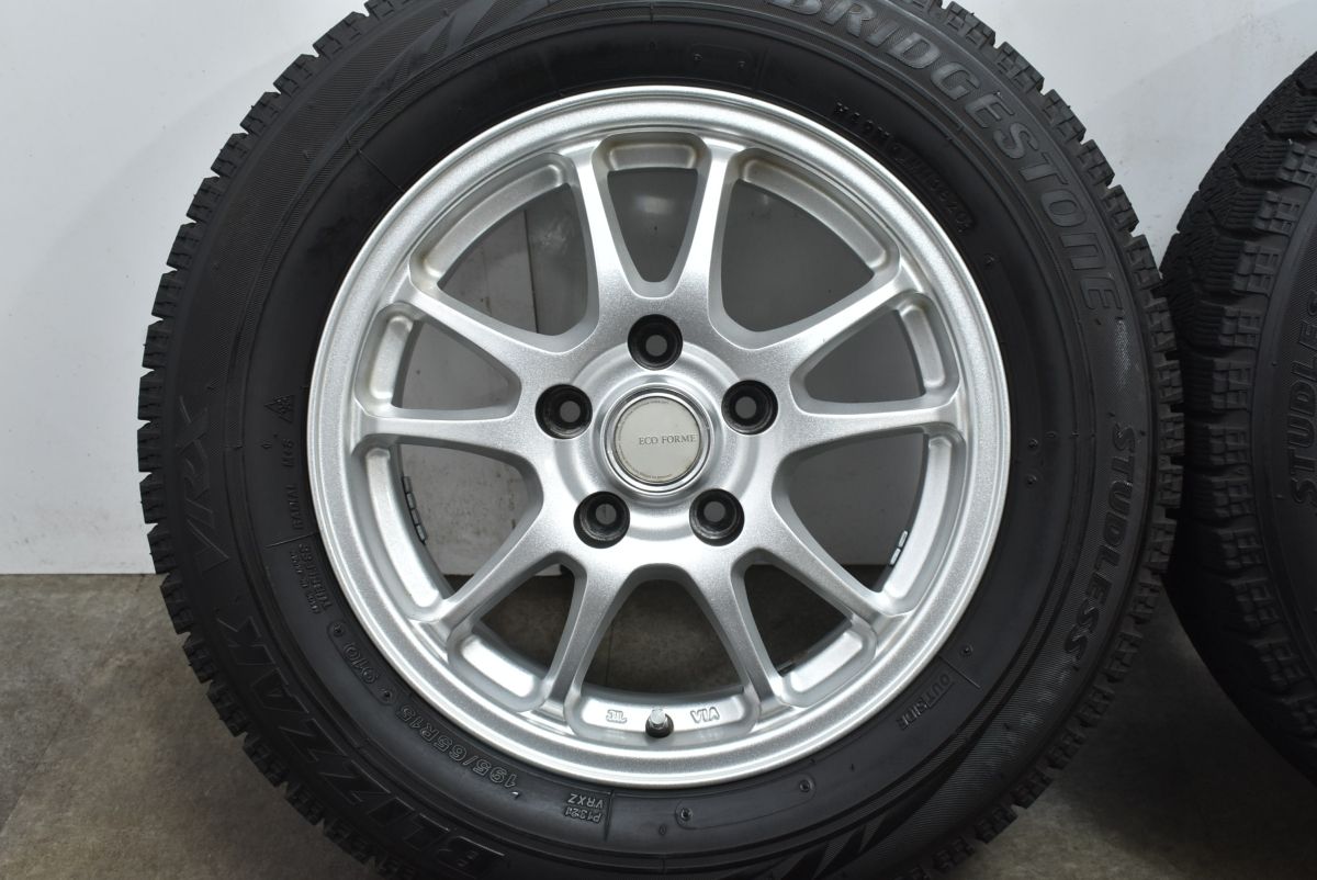 【程度良好品】エコフォルム 15in 6J +45 PCD114.3 ブリヂストン ブリザックVRX 195/65R15 セレナ リーフ ノア ヴォクシー ステップワゴン