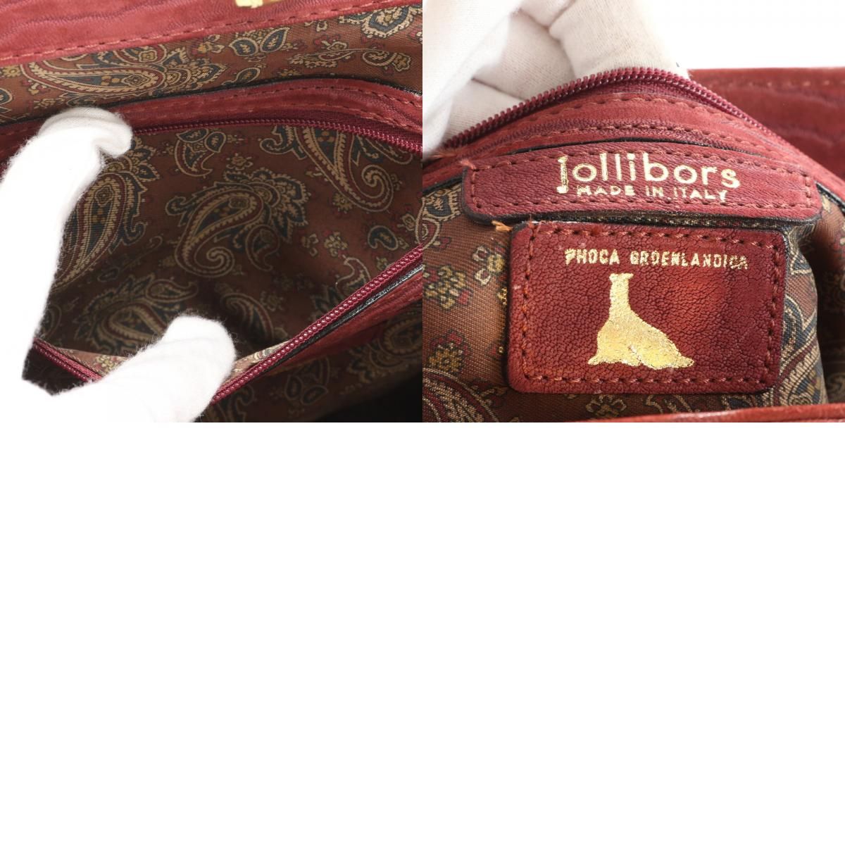 美品 jollobors イタリア製 ハープ シール レザー アザラシ革 ボルドー 
