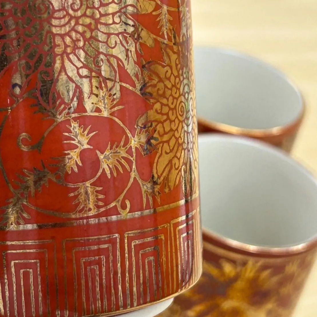 九谷焼 陶器 壺 骨董品 工芸品 レトロ アンティーク ヴィンテージ ◎【✨骨董✨】九谷焼 セット販売 くたにやき 湯呑 コップ
