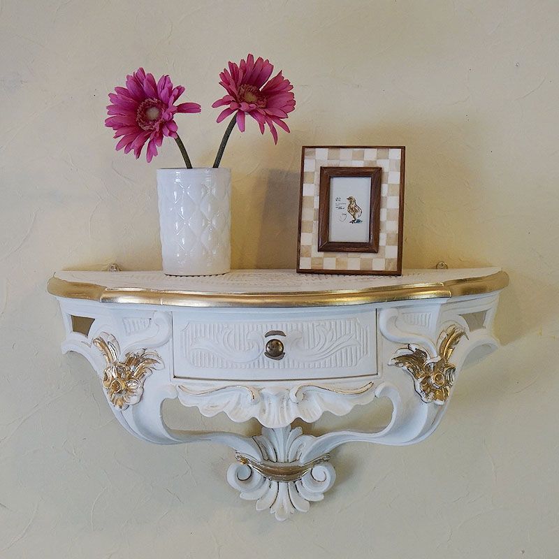 イタリア製 壁掛け コンソール 2個セット 棚 装飾 ゴールド インテリア