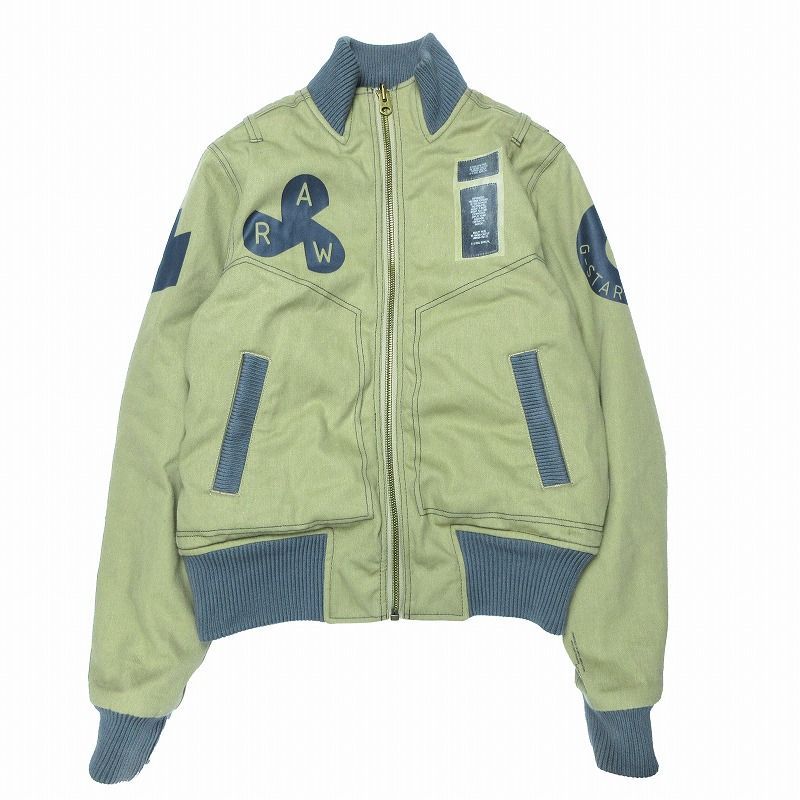 ジースター ロウ G-Star RAW リバーシブル ボンバー ジャケット ブルゾン ジップアップ ロゴ アウター 上着 XS カーキ 紺 ur47