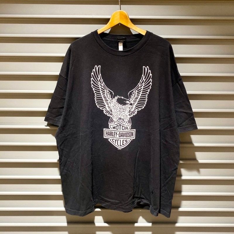 ハーレーダビッドソン HARLEY-DAVIDSON Tシャツ 半袖 ロゴ アニマル ワシ 両面プリント サイズ：メンズ 3XL ビッグサイズ ブラック【PI】