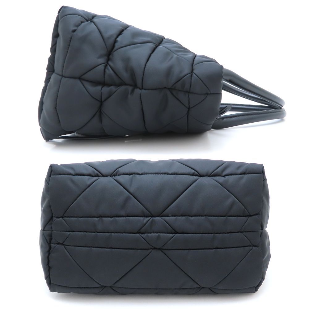 PRADA プラダ スモール パデッド Re-Nylon 1BG436 2Way トートバッグ ナイロンxレザー ブラック レディース|352818