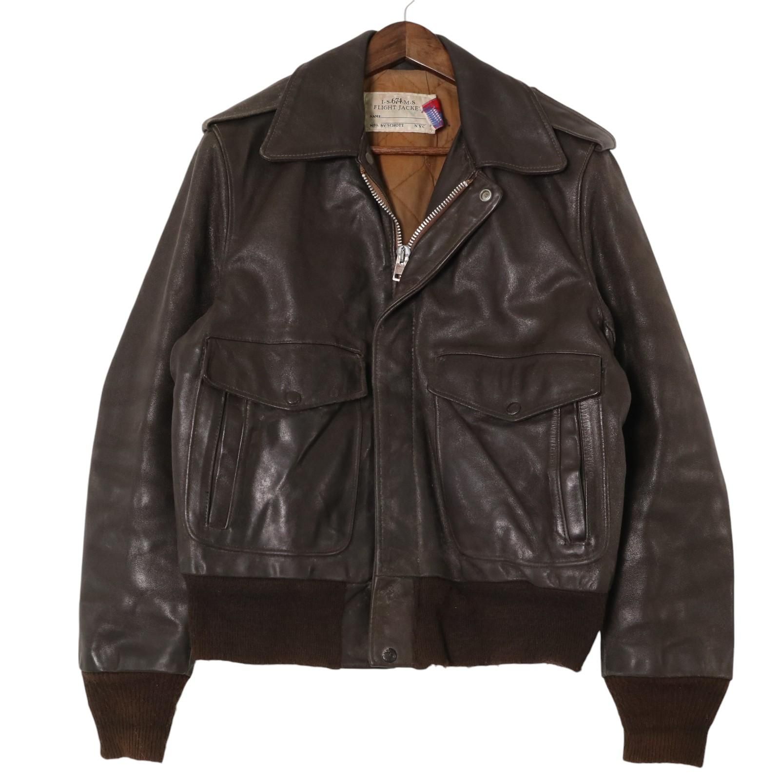 80年代 USA製 Schott ショット A-2 レザーフライトジャケット