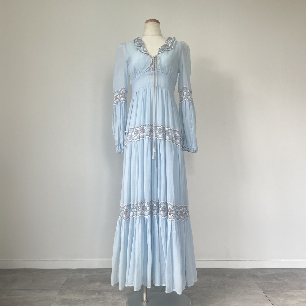 古着 ガンネサックス GUNNE SAX Jessica レースアップ マキシ丈 フ ワンピ―ス レディースM相当 ヴィンテージ eva000655