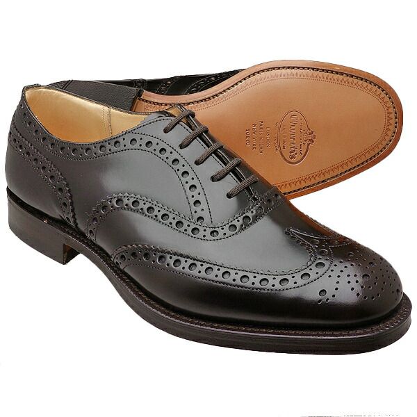 Church s チャーチ BURWOOD バーウッド ウイングチップ レザーソール LIGHT EBONY POLISHED BINDER CALF UK直輸入 UK9.0 28.0