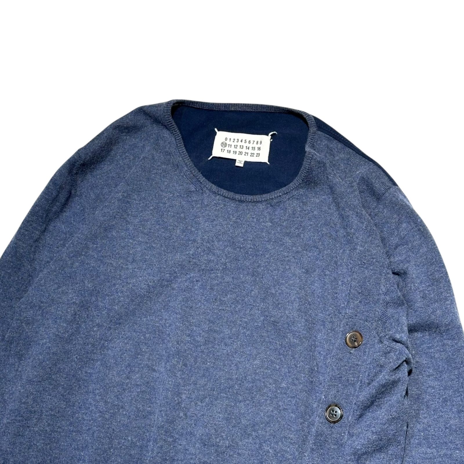 MAISON MARGIELA メゾンマルジェラ 17SS Reconstructed Asymmetrical C|W Knit 再構築 アシンメトリー コットン ウール ニット S50HA0689 S ネイビー
