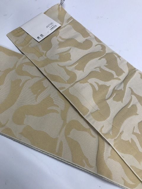 リバーシブル浴衣帯 半幅帯 カラフル古典紋 新品 半幅帯 化繊 黄色