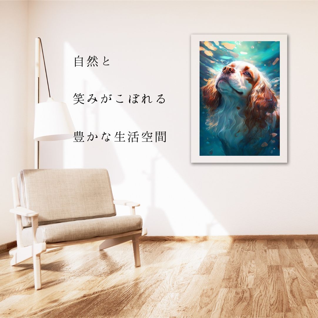 絵画キャバリアグッズ、未発表作品 KENSHIN (犬神) - キャバリア・キング・チャールズ・スパニエル