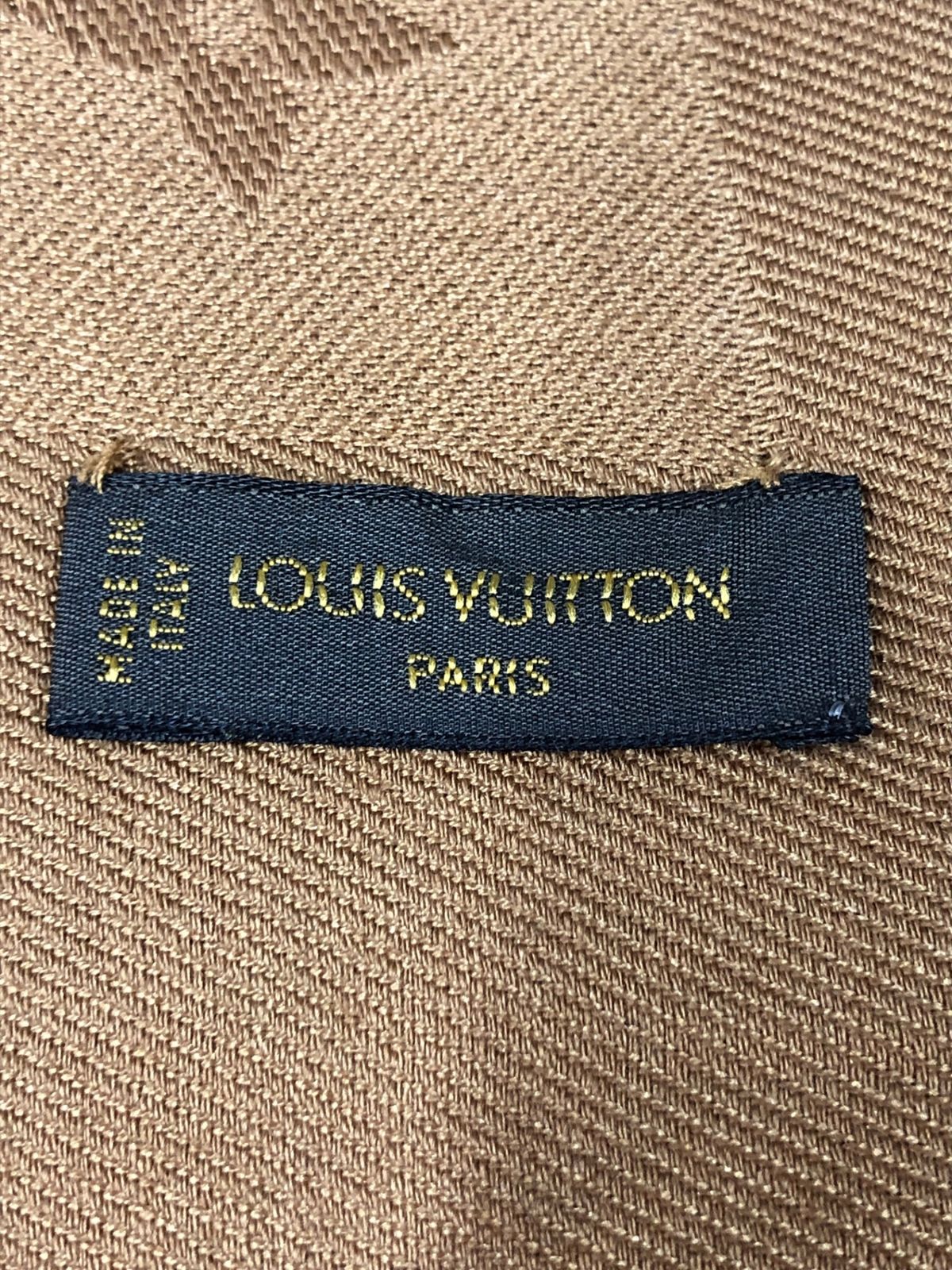 ルイヴィトン モノグラム 総柄 大判ストール シルク 絹 ウール ブラウン 茶 LOUIS VUITTON ルイヴィトン モノグラム シルク×ウール ストール
