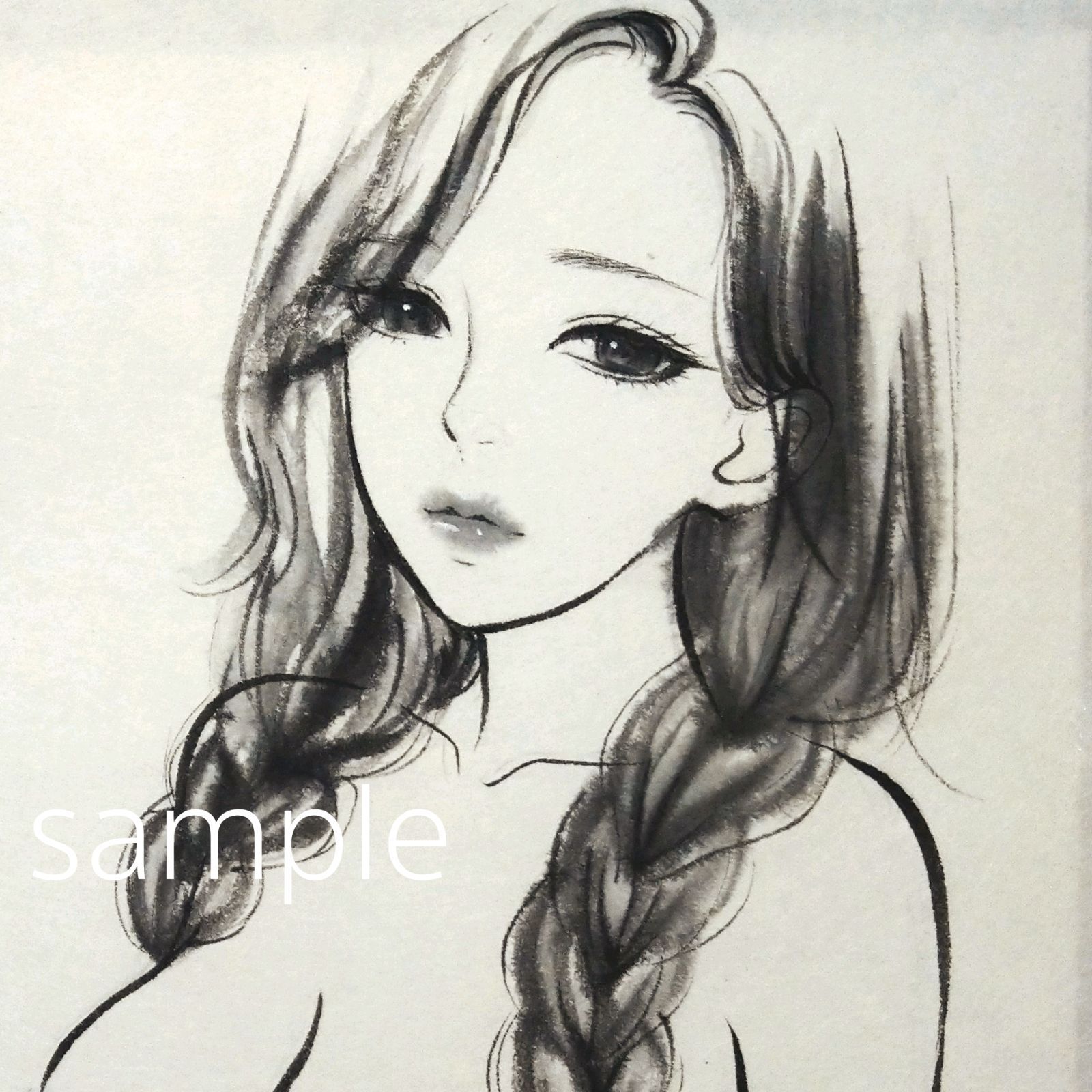 肉筆原画 墨絵 水墨画 美人画 ヌード A4 日本画
