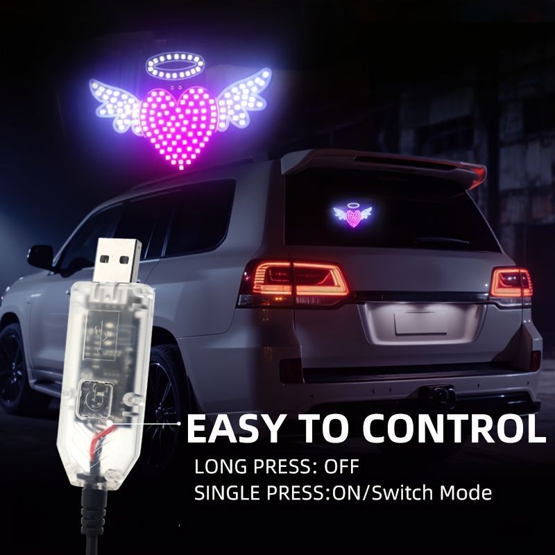 車用 エンジェルハート 天使の羽 LED ミニライト 車内ライト13cm USB