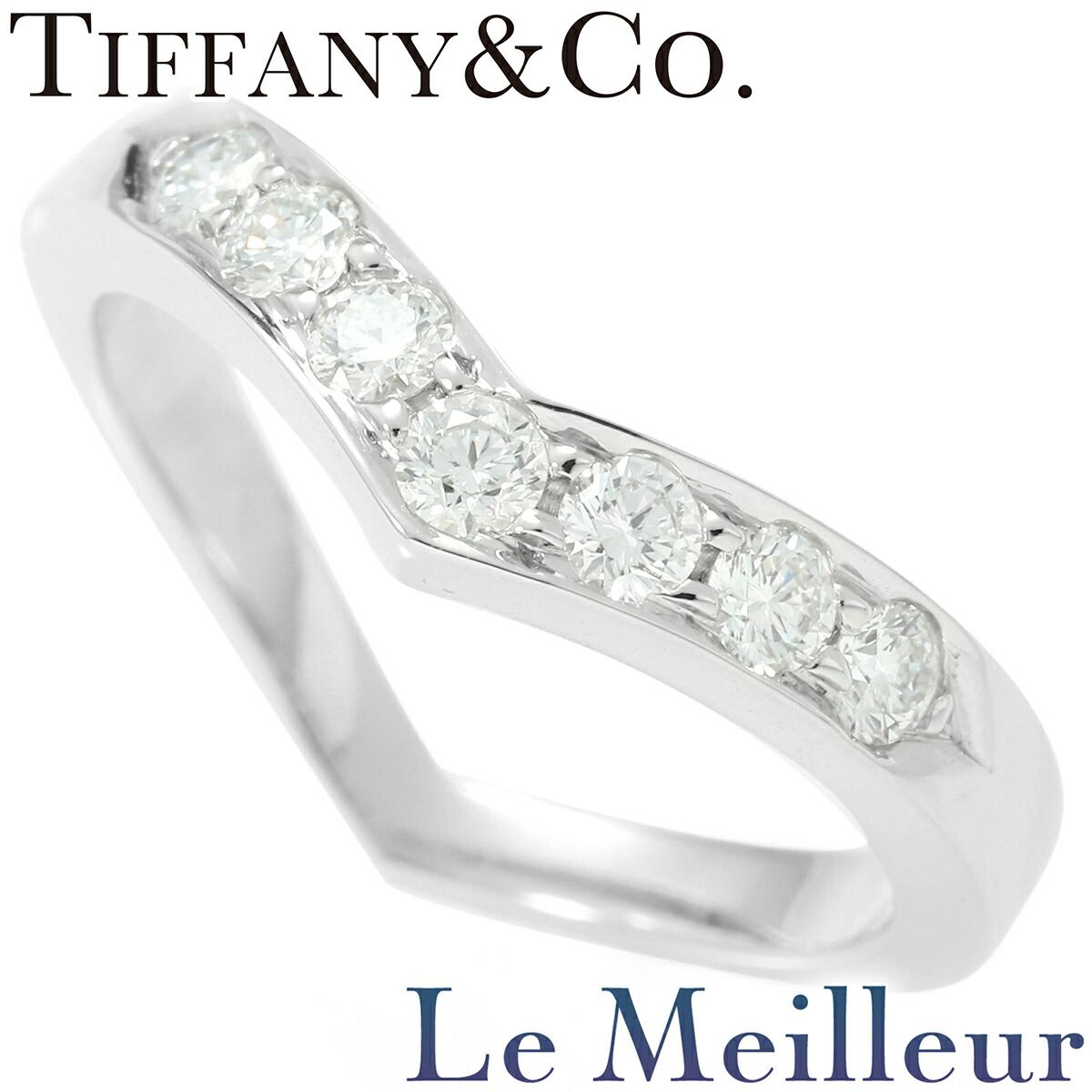 ティファニー TIFFANY&Co. Vバンド リング 指輪 ダイヤモンド Pt950 13 