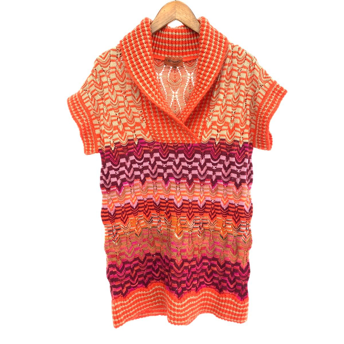 良好 MISSONI ミッソーニ ショール 半袖ニット ニット サイズ M オレンジ レディース 243001000918