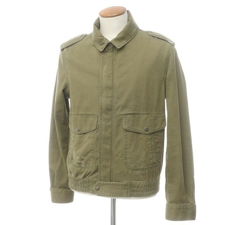 【中古】サンローラン パリ Saint Laurent Paris コットンリネン ミリタリーブルゾン オリーブ【サイズM】【メンズ】