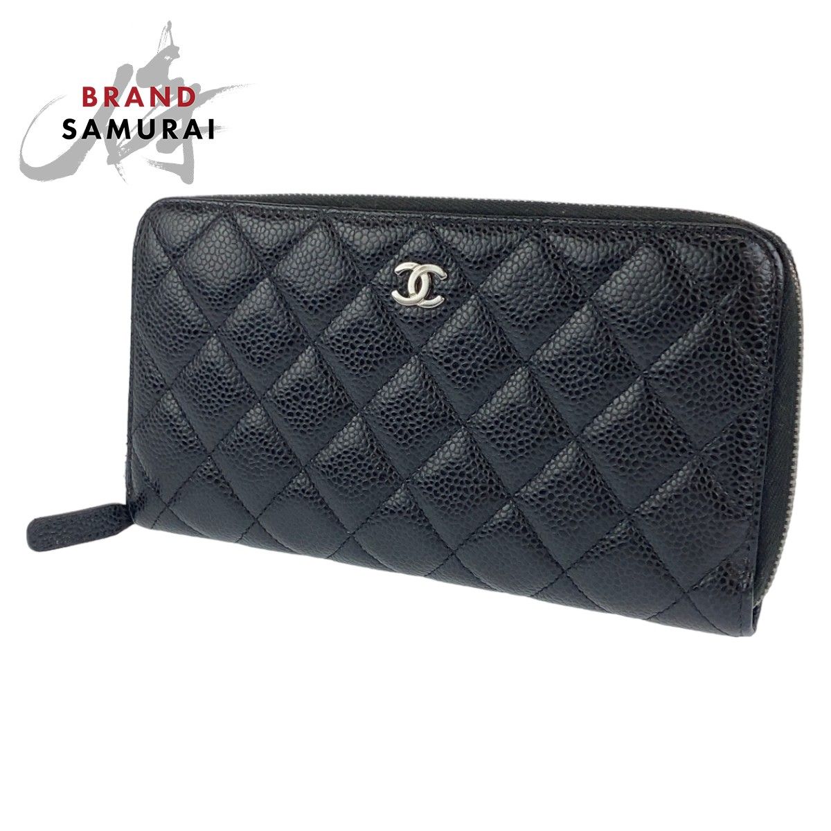 今だけ送料無料 CHANEL マトラッセ 長財布 キャビアスキン ラウンド 