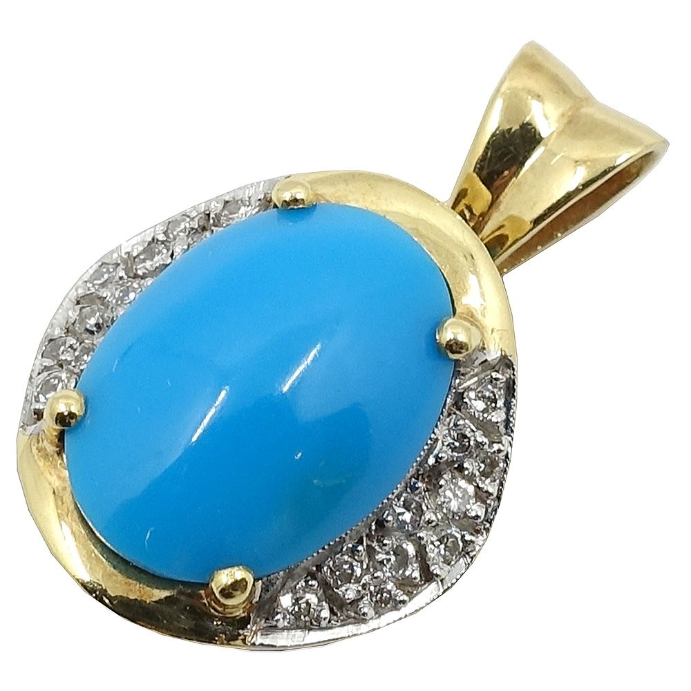 栄 ジュエリー ペンダントトップ ダイヤモンド トルコ石 カラーストーン 750YG 約6.1g 女性 アクセサリー 本体のみ