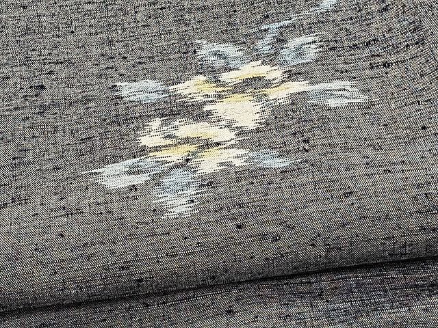 平和屋着物▽上質な小紋 単衣 横段文 お召縮緬 正絹 逸品