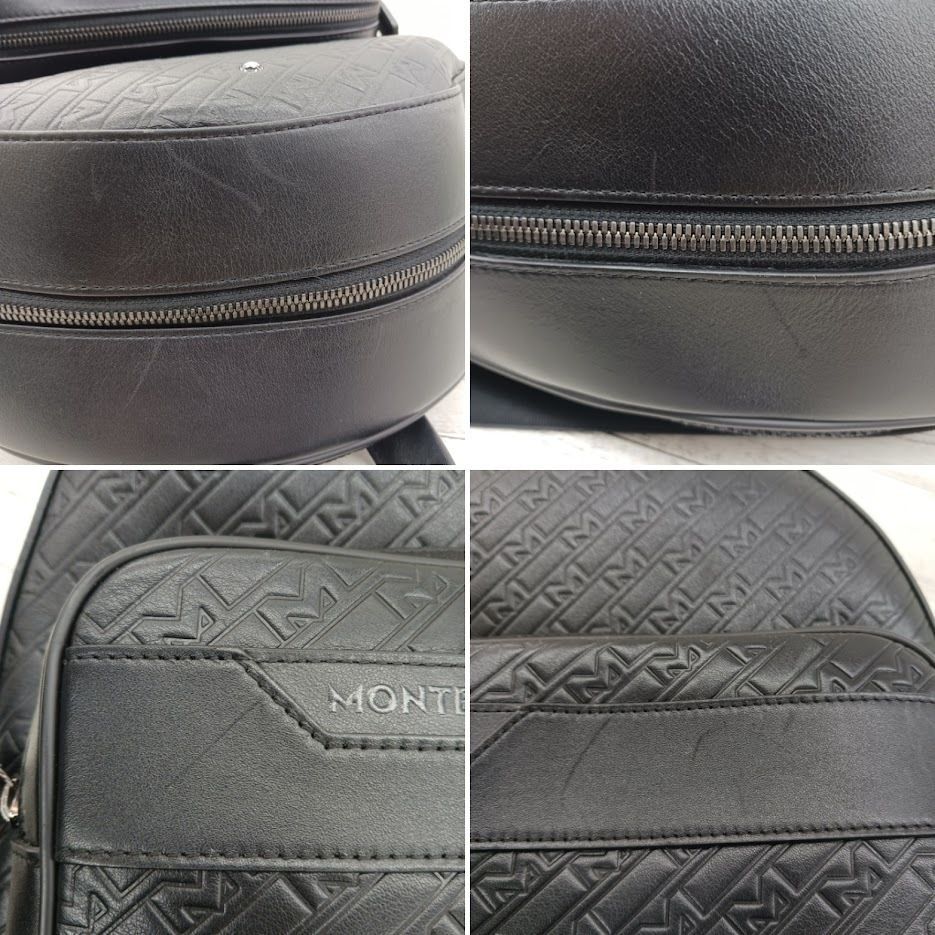 MONTBLANC M gram Black Leather Embossed Logo Backpack モンブラン バックパック ブラック エムグラム レザー