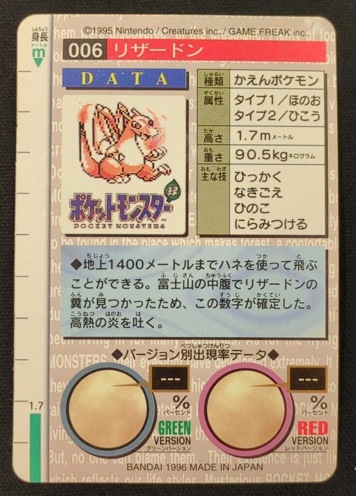 バンダイ ポケモン/本弾【赤版】 1弾(1996) リザードン(キラ) 6 - メルカリ