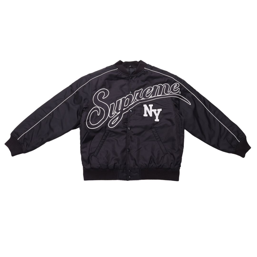 Supreme Contrast Script Varsity Jacket綿入り厚手野球ジャケット