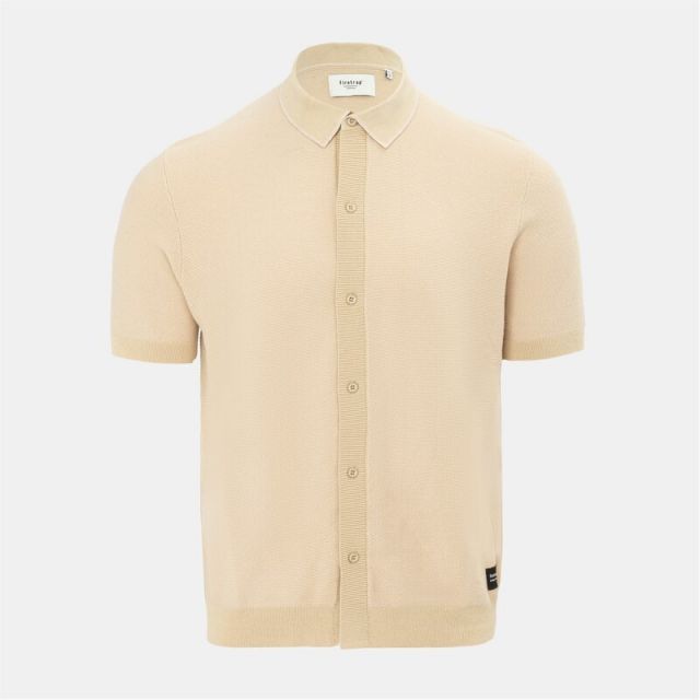 【送料無料】 ファイヤートラップ メンズ ポロシャツ トップス Short Sleeve Knit Polo Shirts Cardigan Beige