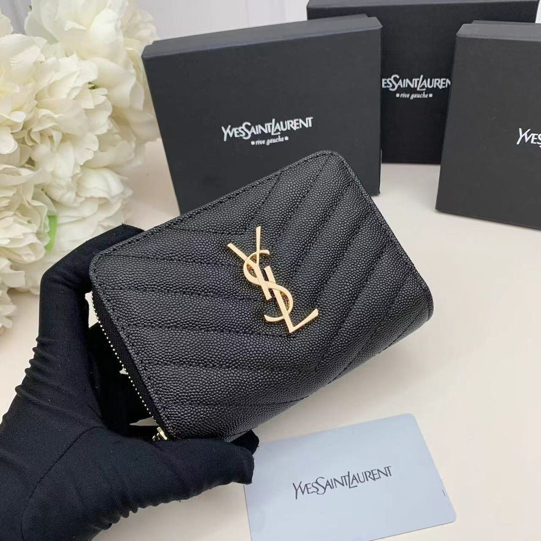 サンローラン（Yves Saint Laurent）ロゴ付き二つ折り財布