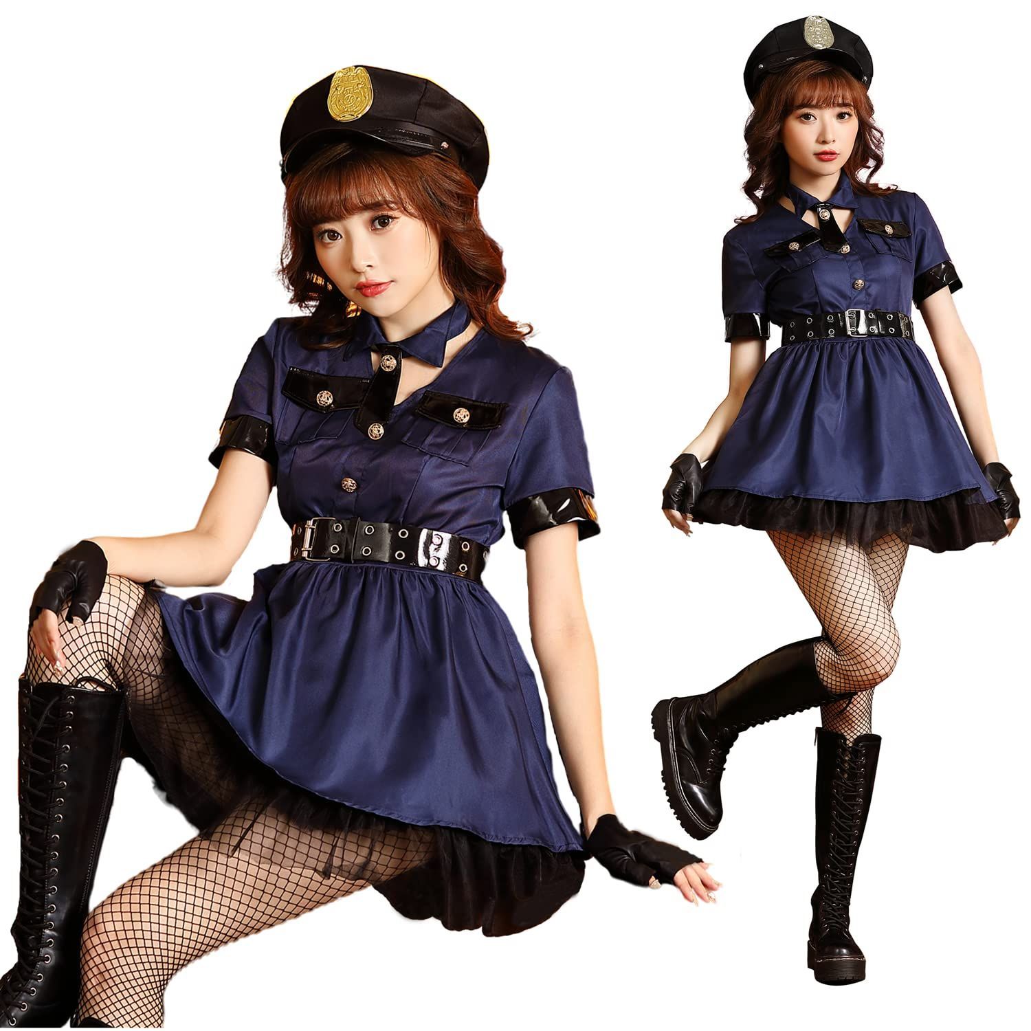 在庫処分】ハロウィン 仮装 ポリス コスプレ レディース 紺 帽子