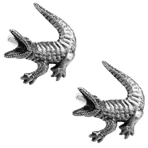 カフスボタン シロメ製 ワニ アリゲーター カフス カフリンクス