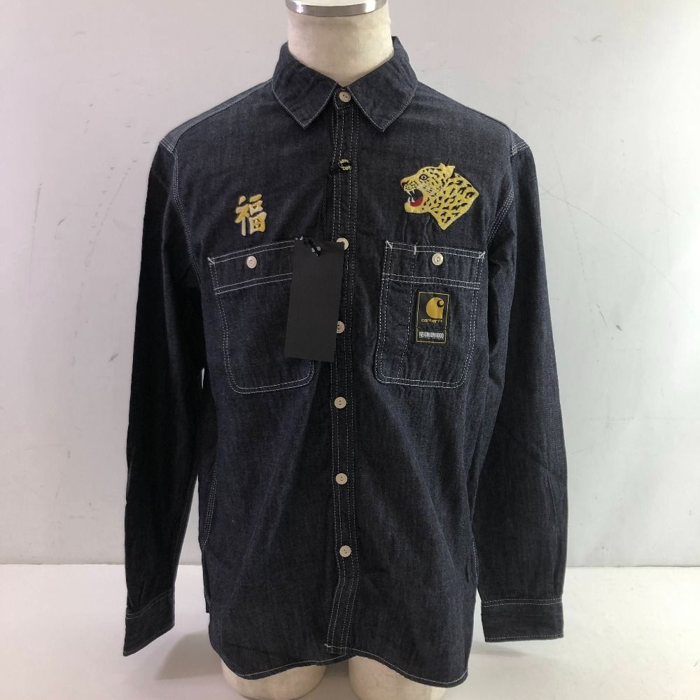 04w4124∞ carhartt×NEIGHBORHOOD カーハート ネイバーフッド NHCH L|S CHAMBRAY SHIRT 長袖 デニム インディゴ M コットン 八王子店