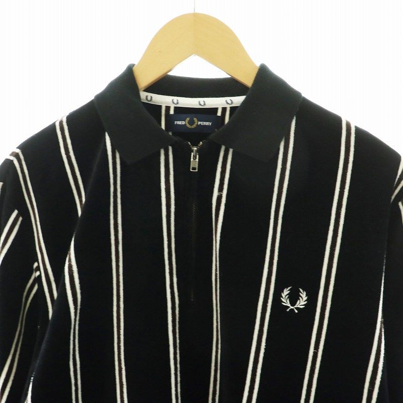 FRED PERRY ストライプベロアシャツ ハーフジップ フレッドペリー FRED PERRY HALF ZIP POLO SWEAT スウェット