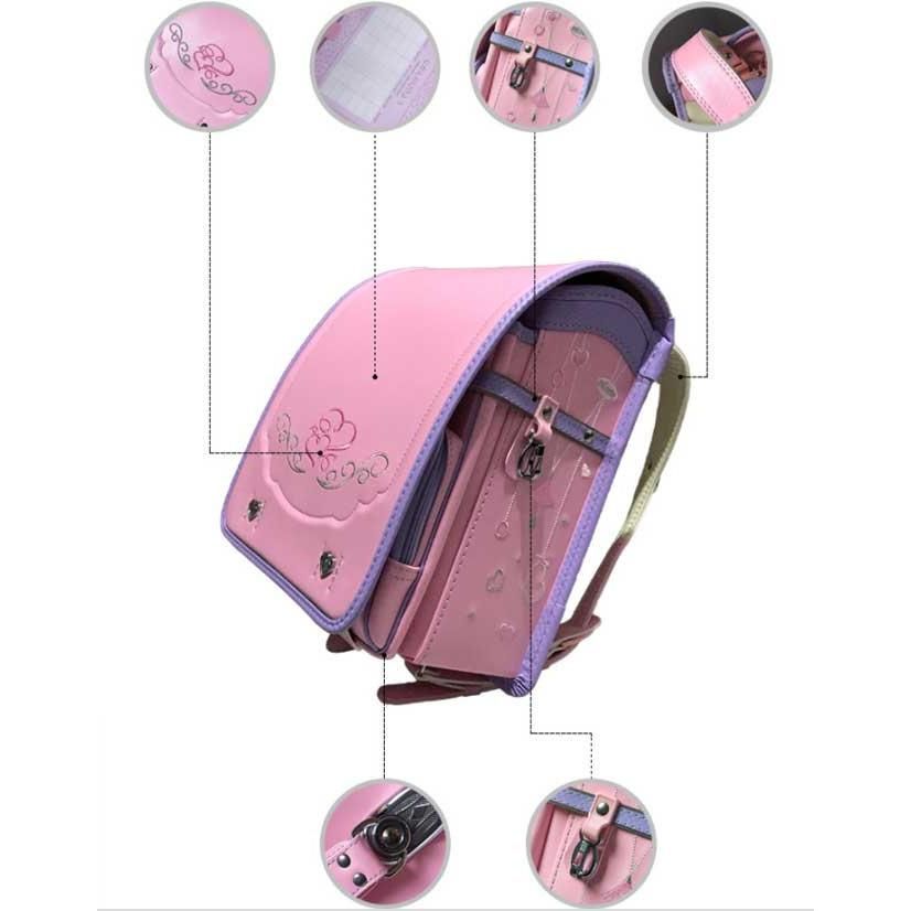 ランドセル女の子軽量防水A4ファイル対応上大容量かわいい刺繍 合皮ワンタッチ自動ロック錠強化レザー